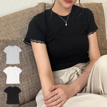 袖レースTシャツ|トップス|レディース