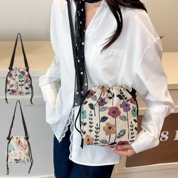 花柄巾着型ショルダーバッグ|バッグ|レディース