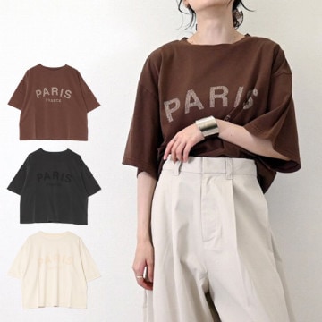天竺ピグメントロゴプリントTシャツ|トップス|レディース