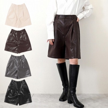 合皮ハーフパンツ|パンツ|レディース