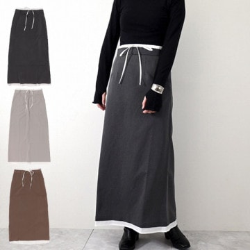 ツイルWウエストレイヤード調スカート|スカート|レディース