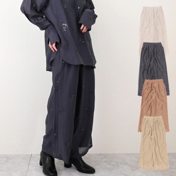 楊柳スパンコール刺繍ストレートパンツ|パンツ|レディース