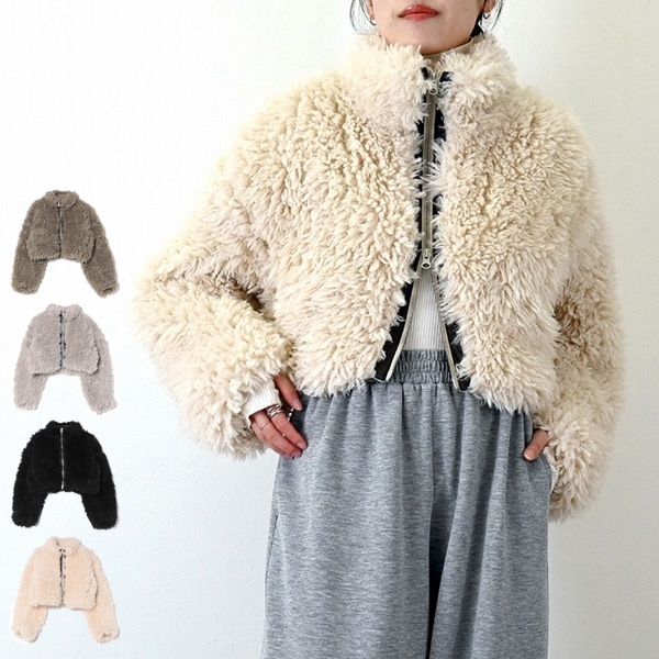 ボアWジップクロップドジャケット | レディース,アウター