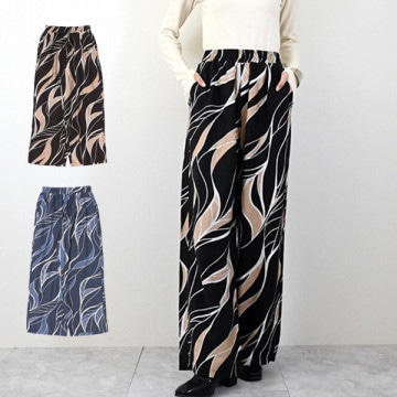 ウェーブリーフ柄ラフパンツ|パンツ|レディース