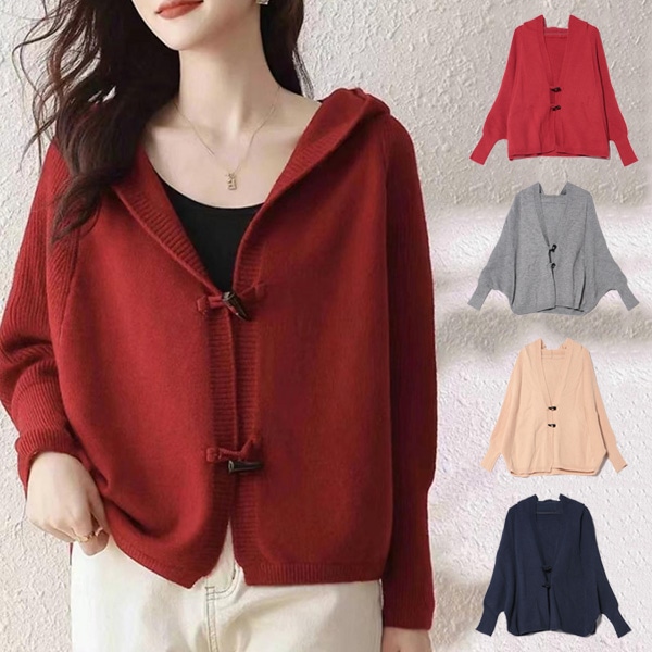 フード付きニットカーディガン | レディース,トップス
