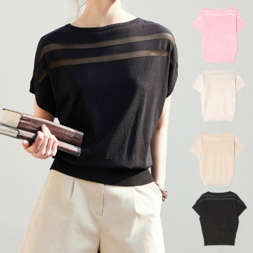シースルー切替トップス|トップス|レディース