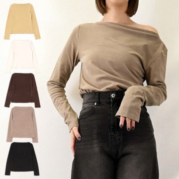 マットベロアボートネックプルオーバー|トップス|レディース