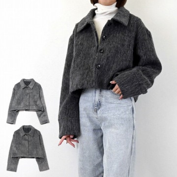 シャギーショートジャケット|アウター|レディース