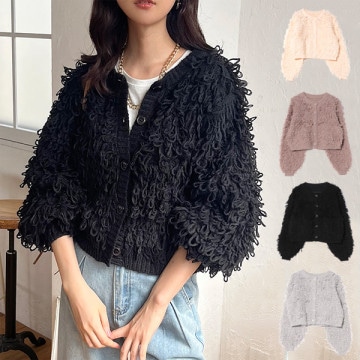 ループフリンジニットカーディガン|トップス|レディース