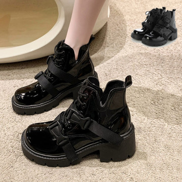 ダブルベルトレースアップブーツ|シューズ|レディース