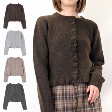 メランジニットフリルカーディガン|トップス|レディース