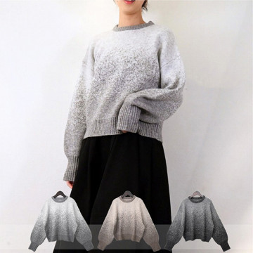 グラデーションラメクルーネックプルオーバー|トップス|レディース