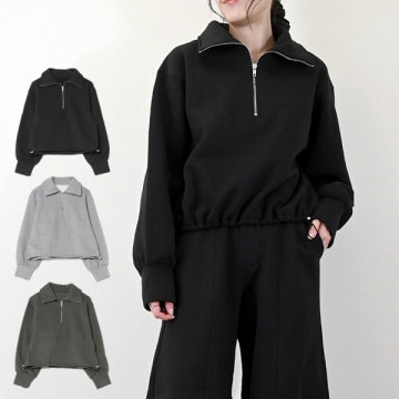 裏起毛ハーフジップトップス|トップス|レディース