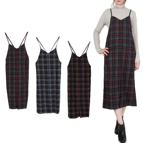 先染めオーバーチェックキャミワンピース レディース ワンピース ドレス ひざ丈ワンピース Styleblock スタイルブロック 先染めオーバーチェックキャミワンピース レディース ワンピース ドレス ひざ丈ワンピース Styleblock スタイルブロック