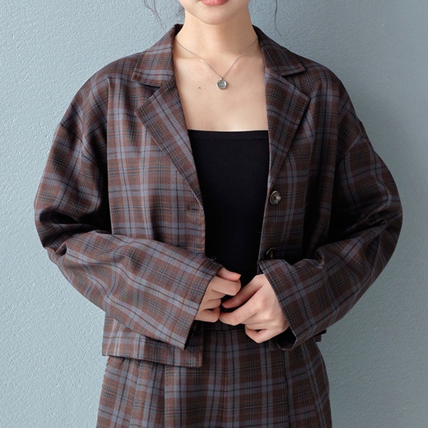 チェック柄ショートジャケット | レディース,アウター