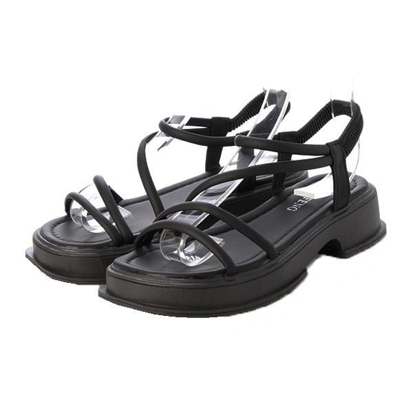 最終価格⭐︎未使用ブレンテッラ 38/25cm 5cm ストラップサンダル 黒 BRENTELLA(ブレンテッラ)】 NARROW STRAP HEEL SANDAL