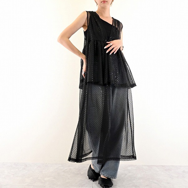 コムデギャルソン 18AW スパンコール レイヤードチュールワンピ