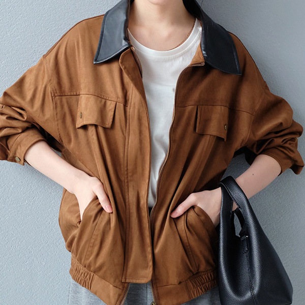 soerte ウールブレンド異素材切替ブルゾン　ブラウン soerte（ソエルテ）の「WOOL BLEND SWITCHING BLOUSON/ウール