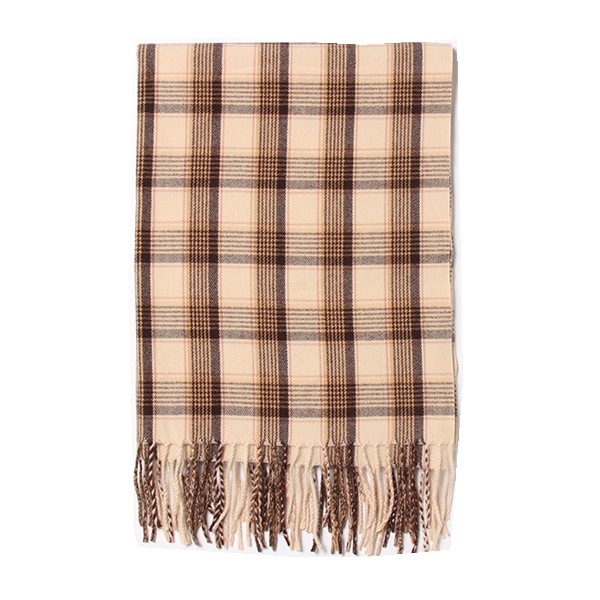 エコラ チェック柄フリンジ付きスロー ECOLA チェック柄フリンジ付きスロー