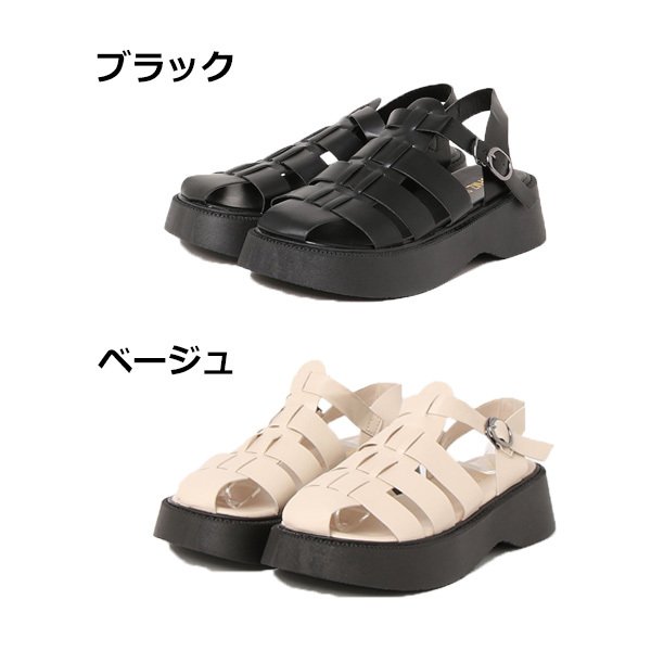 【韓国サンダル】ブラック&ベージュ おしゃれ 22.5cm-25cm 厚底グルカサンダル | レディース,シューズ,サンダル