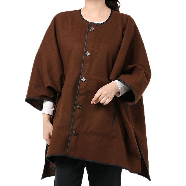 フェイクウール合皮パイピングポンチョ | レディース,アウター,コート