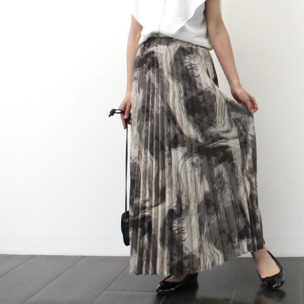 ジョーゼットマーブル柄プリーツスカート | レディース,スカート