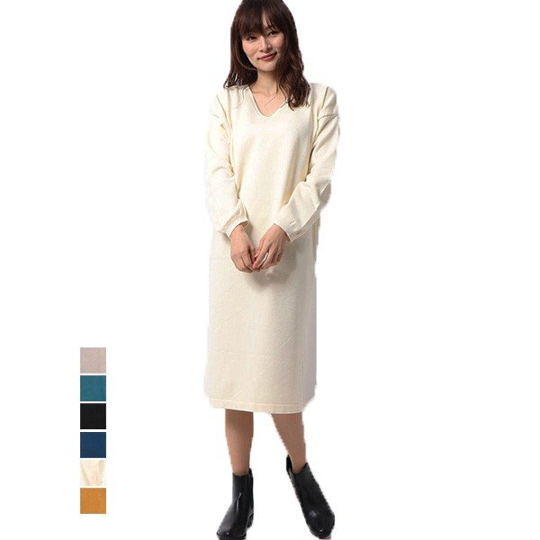 スリット入りvネックニットワンピース レディース ワンピース ドレス ニットワンピース Styleblock スタイルブロック スリット入りvネックニットワンピース レディース ワンピース ドレス ニットワンピース Styleblock スタイルブロック