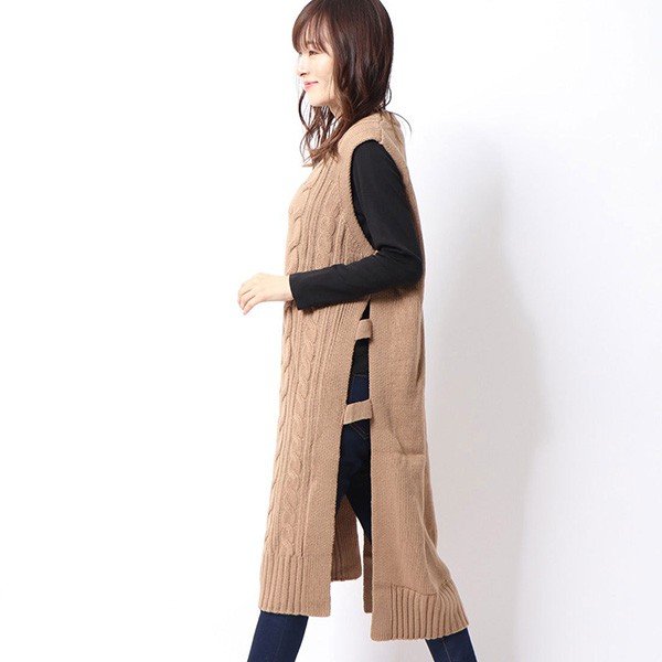 ケーブル編みノースリーブニットワンピース | レディース,ワンピース