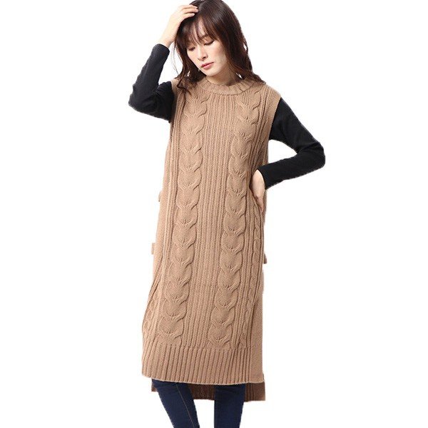 プラダ　ノースリーブケーブルニットワンピース 楽天市場】ノースリーブニットワンピース b318 : mscloset