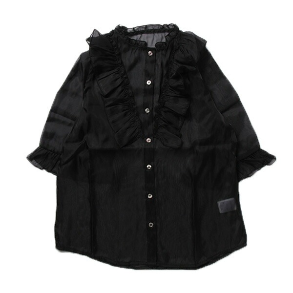 Drawer - 新品タグ付き heve オーガンジーフリルトップス ブラック 新品タグ付き heve オーガンジーフリルトップス ブラック