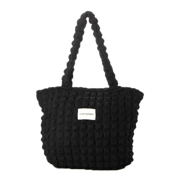 ロゴタグ付きポップコーンワッフルトートバッグ | レディース ロゴタグ付きポップコーンワッフルトートバッグ | レディース