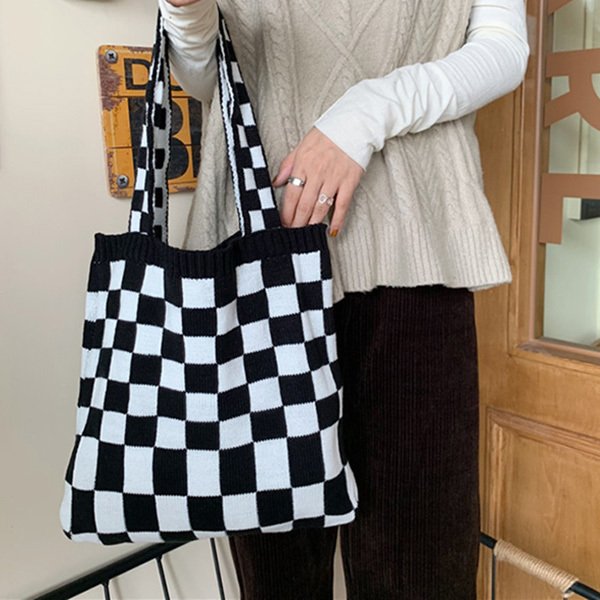 市松模様ニットトートバッグ | レディース,バッグ,トートバッグ