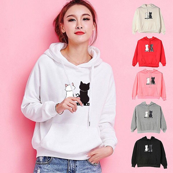 猫イラストスウェットプルオーバーパーカー レディース トップス パーカー Styleblock スタイルブロック