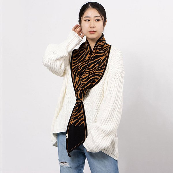 アニマル柄スカーフ風ニットマフラー | レディース,小物,マフラー