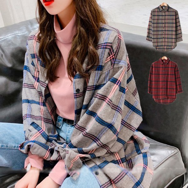 ベーシックチェック柄シャツ レディース トップス シャツ ブラウス Styleblock スタイルブロック ベーシックチェック柄シャツ レディース トップス シャツ ブラウス Styleblock スタイルブロック