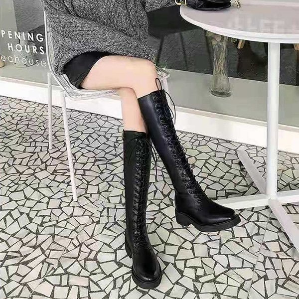 【未使用品】PISRO　ピサロ　本革　バックレースアップロングブーツ　23.0 STYLEBLOCK ブーツ サイドバックルレースアップロングブーツ