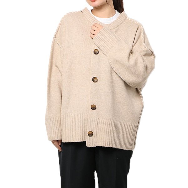 もちもちニットハンドステッチ入り2WAYカーディガン | レディース