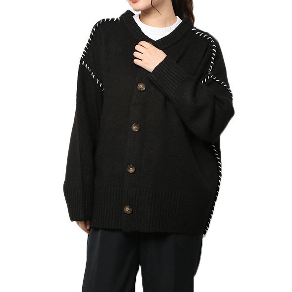 もちもちニットハンドステッチ入り2WAYカーディガン | レディース