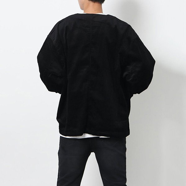 CALEE ノーカラージャケット ブラック コーデュロイ コーデュロイノーカラーカバーオール | メンズ,アウター,ジャケット