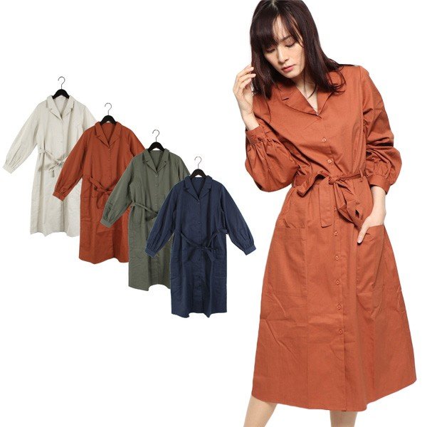 綿ツイル開襟シャツワンピース レディース ワンピース ドレス マキシワンピース Styleblock スタイルブロック