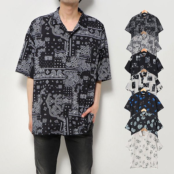 総柄プリント半袖ビッグシャツ メンズ トップス シャツ Styleblock スタイルブロック 総柄プリント半袖ビッグシャツ メンズ トップス シャツ Styleblock スタイルブロック