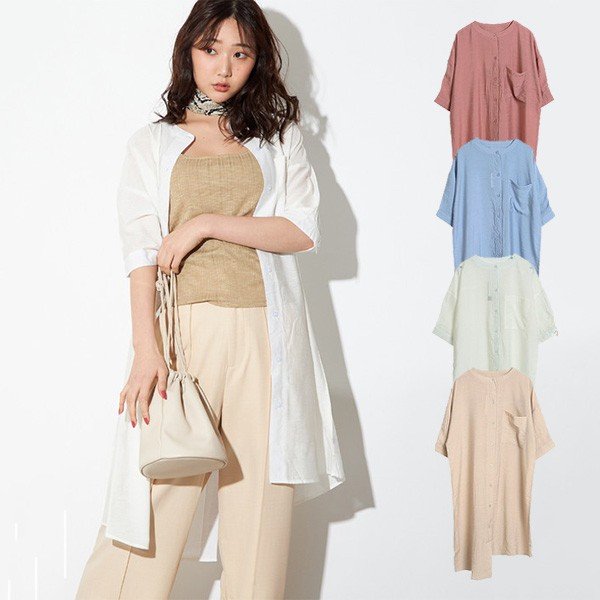 シアー素材バックタックスリットアシメシャツワンピース レディース ワンピース ドレス ミニワンピース Styleblock スタイルブロック