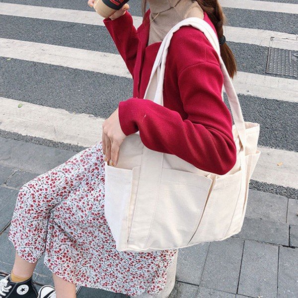 ポケット付きキャンバストートバッグ | レディース,バッグ