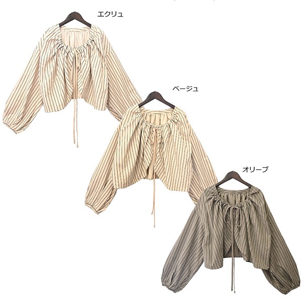 ピーチストライプ前後2WAYボレロブラウス | レディース,トップス
