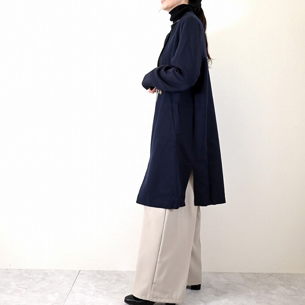 ダブルクロスノーカラーミディコート | レディース,アウター