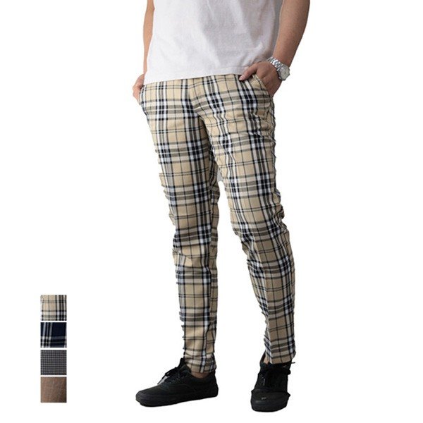 チェック柄スキニーイージーパンツ メンズ ボトムス ロングパンツ Styleblock スタイルブロック