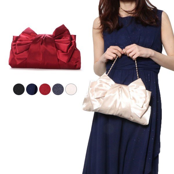 リボンモチーフがま口パーティークラッチバッグ レディース パーティードレス パーティーバッグ Styleblock スタイルブロック