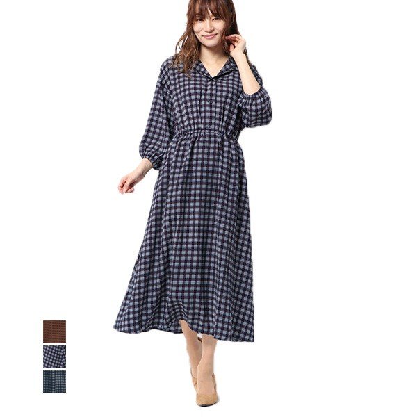 チェック柄オープンカラーマキシワンピース レディース ワンピース ドレス マキシワンピース Styleblock スタイルブロック