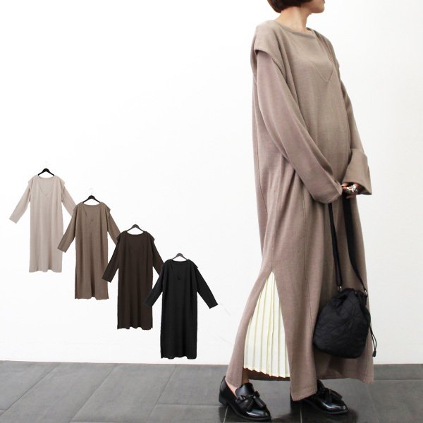 ニットショートプルオーバー ノースリーブワンピースセット レディース ワンピース ドレス マキシワンピース Styleblock スタイルブロック