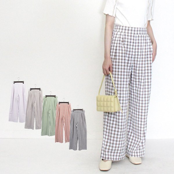 ギンガムチェックストレートパンツ レディース パンツ ロングパンツ Styleblock スタイルブロック